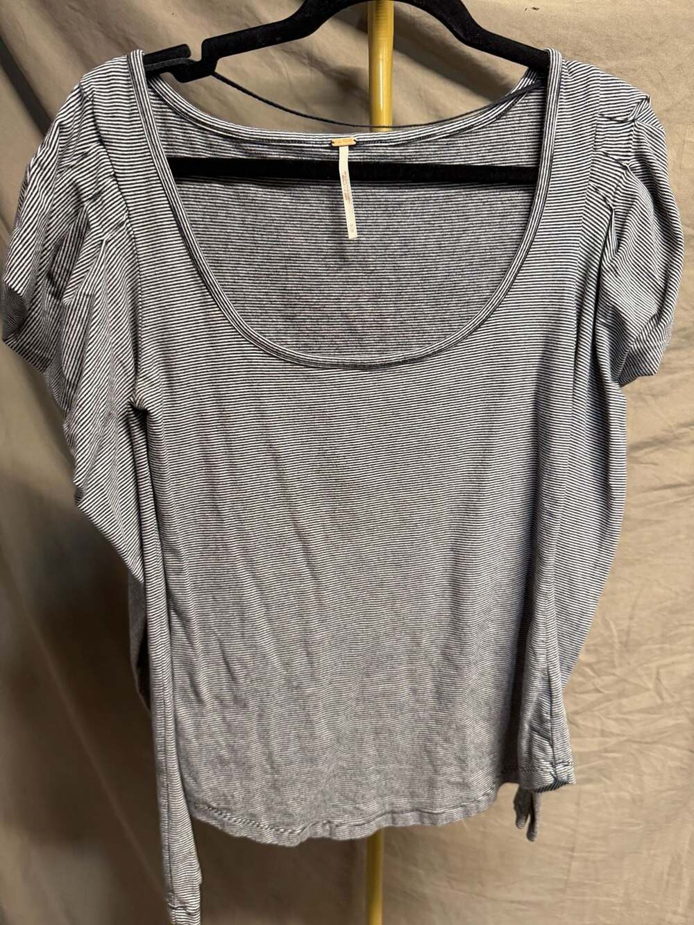 Free People Penelope Puff Sleeve Striped Top M - Picture 2 of 3